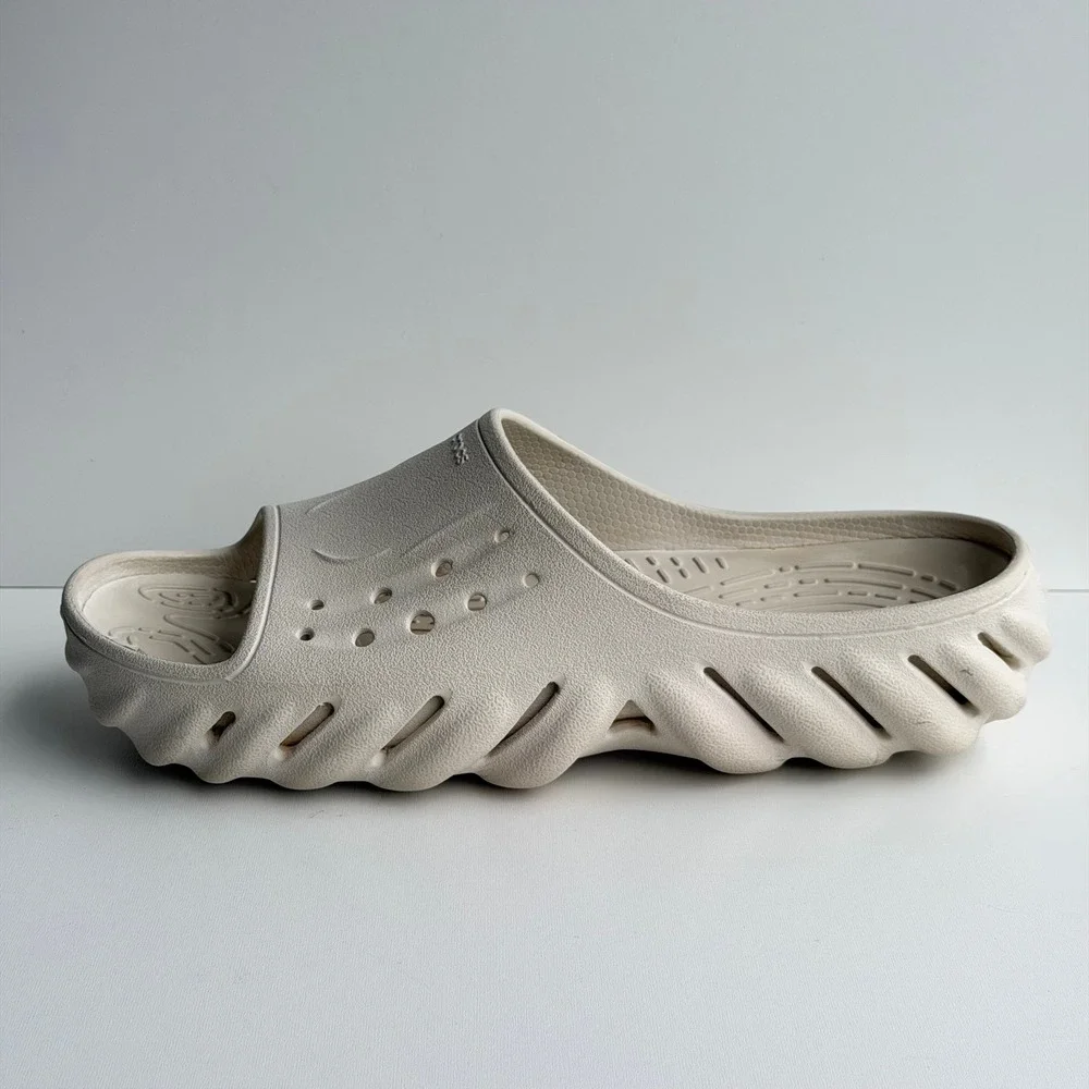 Crocs Echo Slide Men Size 12 Cream Ivory Sporty Streetwear Comfort Sandals